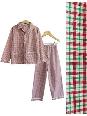 Sweet Dreams Red Green Plaid Christmas Pajama Set 6